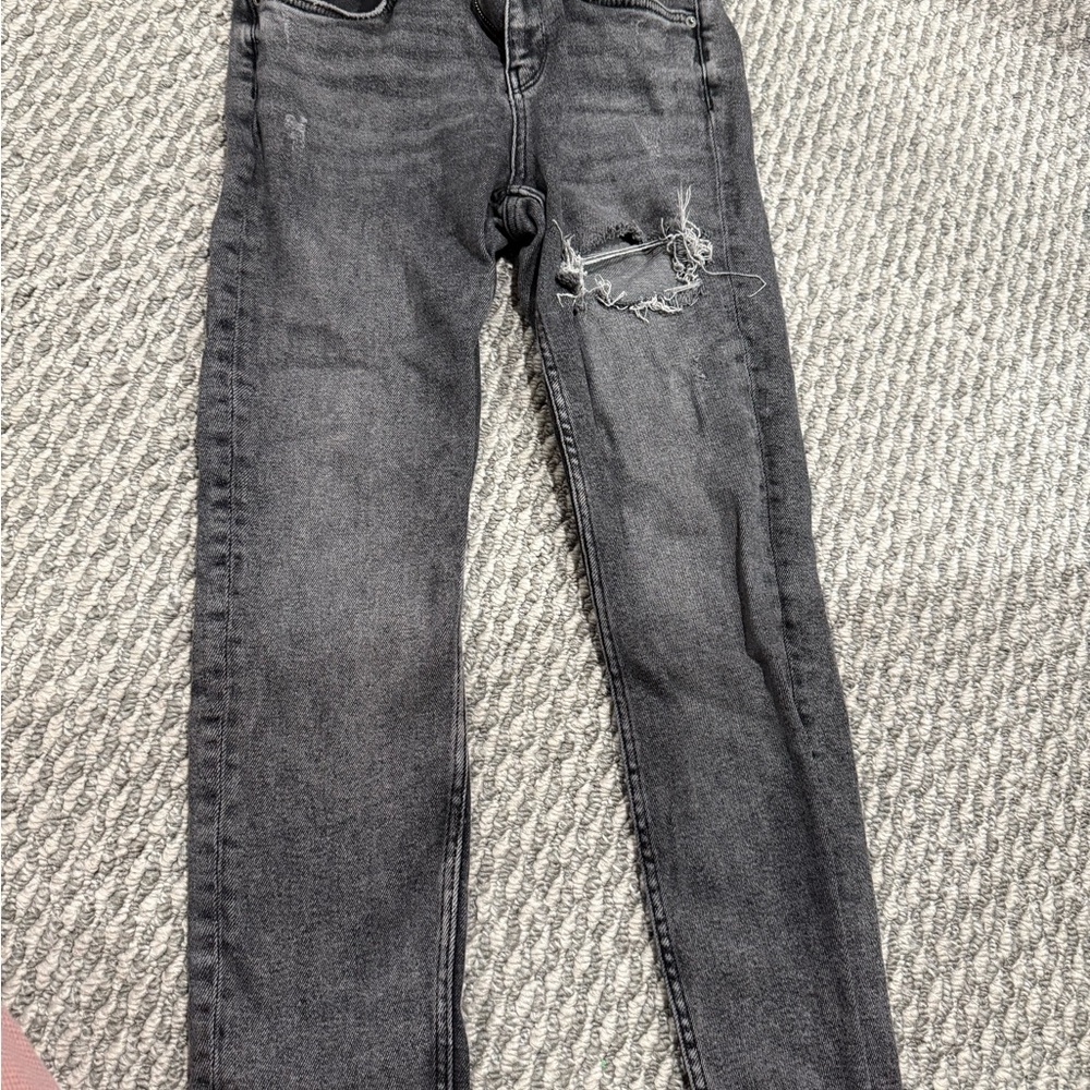 Zara Women's Charcoal Distressed Skinny Jeans